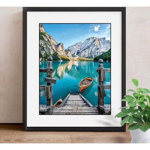 5D DIY Diamond Painting Cross Stitch Landscape boat Diamond Embroidery Full S/quareRound Drill Rhinestones Decoration Home