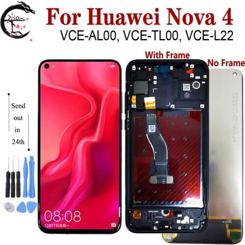 6.4" LCD With Frame For Huawei Nova 4 LCD Display Screen VCE-L22 VCE-AL00 VCE-TL00 Touch Digitizer Assembly Nova4 Replacement
