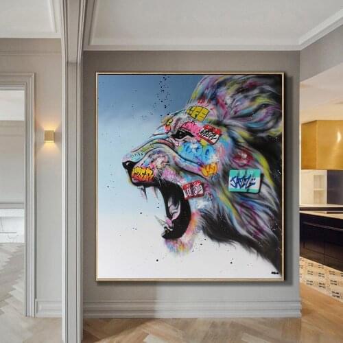 Abstract Graffiti Art Carton Middle Finger Street Art Elephant Lion Art Animal Wall Decoration Living Room Decor Posters Canvas