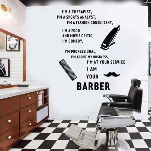 Large Barber Shop Inspirational Quote Wall Decal Barbershp Haircut Hairdress Moustache Motivational Quote Wall Sticker Man Cave