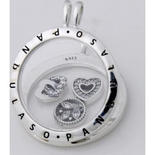 Love Family Petites Large Floating Locket Necklace & Pendant for women DIY necklace 925 sterling silver jewelry chain