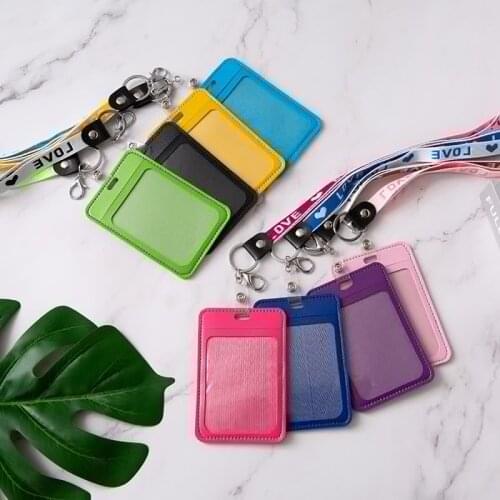 1pc PU Holder Badge ID Badge Case Lanyard Badge Holder Nurse Card Holder School Office Supplies Name Plate