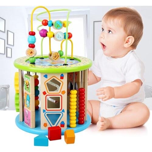 Motor Skills Cube Small Animals Wooden Cube Toy For Children Wood Labyrinth Motor Skills Toy Wooden Toy