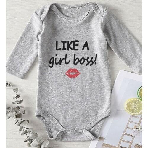Baby Onesie Jumpsuit Kids Autumn Newborn Clothing Letter Print Baby Girl Boss Cotton Romper for Babies Toddler Clothes
