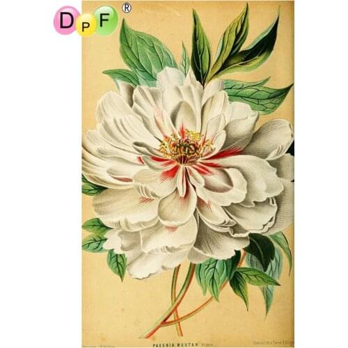 DPF DIY Gift 5D full Round Diamond Painting white flower elegant Diamond Embroidery Magic Cube Cross Stitch crafts Mosaic Decor