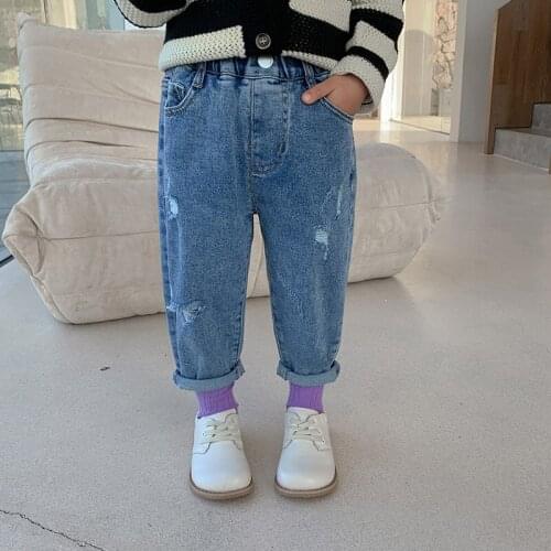 Blue Hole Spring Autumn Jeans Pants Boys Kids Trousers Children Clothing Teenagers Formal Outdoor High Quality