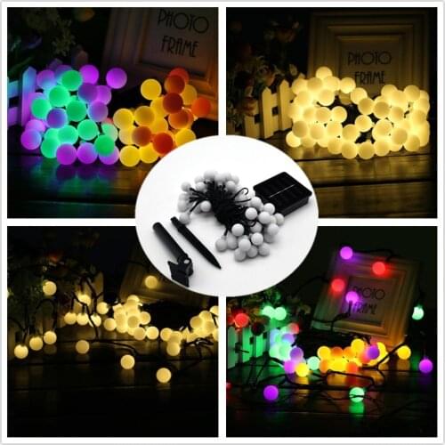 Solar Powered String Lights 7M 50LEDS Ball Warm White/Multicolor Garden Decorative Light for Indoor/Outdoor