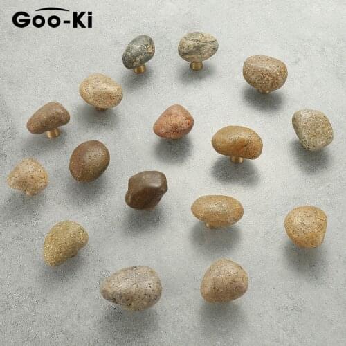 Goo-Ki Vintage Irregular Shaped Natural Stone Kitchen Cabinet Knobs Handles Wardrobe Furniture Handle Drawer Pulls Door Handles