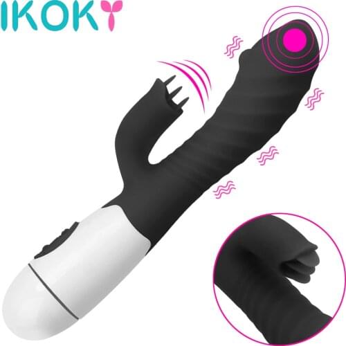 IKOKY 30 Frequency Tongue Licking Vibrator Sex Toys for Women Nipple Vagina Anus Massage Rabbit Vibrator Clitoris Stimulator