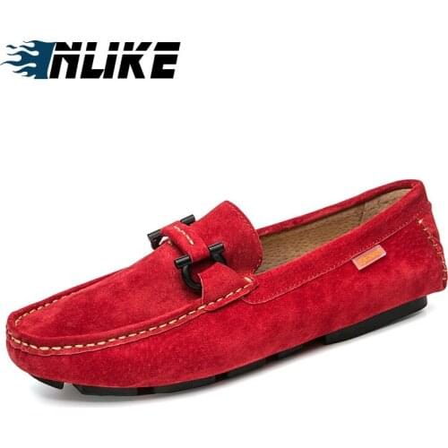 INLIKE Men Genuine Leather Loafer Shoes Men Driving Doug Shoes Male Loafers Slip Lazy Flats