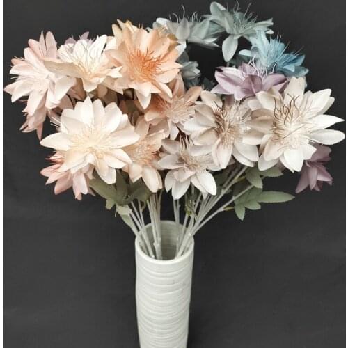 Simulation Bromeliad Grass DIY Flower Wall Wedding Flower Arrangement Home Decoration Wedding Bouquet Dahlia Fake Plants Leaves