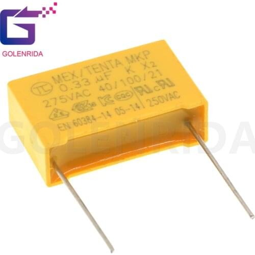 10pcs 0.33uF capacitor X2 capacitor 275VAC 330NF Pitch 22mm X2 Polypropylene film capacitor 0.33uF 334K