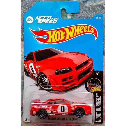 Hot Wheels Cars 1/64 NISSAN SKYLINE GTR R34 Collectors Edition Metal Diecast Model Car Kids Toys