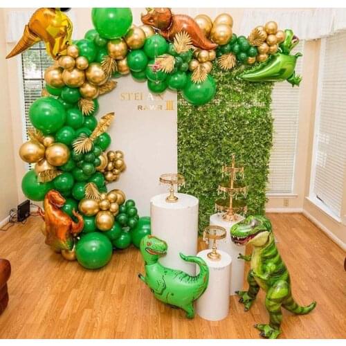 105pcs Dinosaur Aluminum Foil Balloon Set Childrens Birthday Party Wedding Arch Decoration Green Latex Balloon Chain Kids Toy
