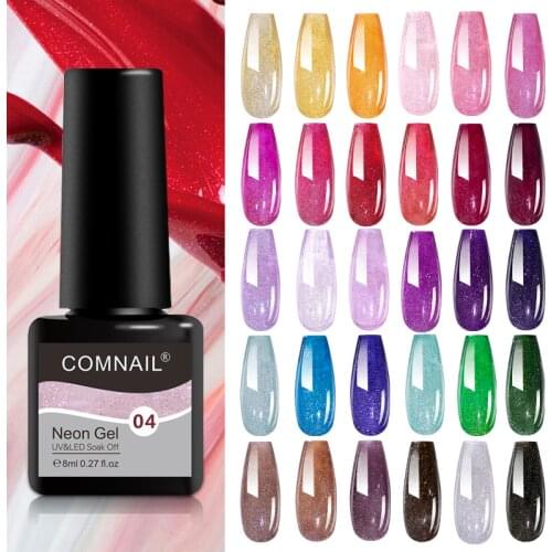 Neon Gel Nail Polish 30Pcs Set Soak Off Glitter Gel Laquer Long Lasting Gel Varnish Super Shiny Need Base Top Coat Nail Dryer