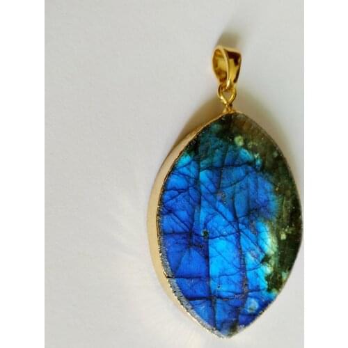 Wholesale 1pcs Natural Strong Flash Labraodrite Bead Pendant,Eye shape for jewelry necklace