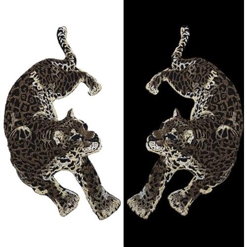 Punk Style Leopard Patches Sew on Clothing Embroidery Biker Patch DIY Applique Clothes T Shirt Women Stickers Scrapbooking