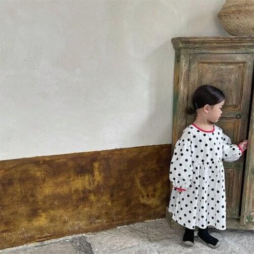 Girl Dress Kids Baby Gown 2021 Dots Spring Autumn Toddler School Uniform Dresses Christmas Cotton Children Clothing