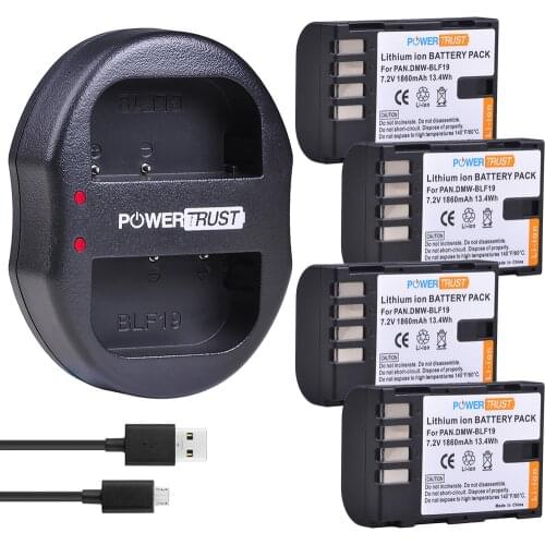 PowerTrust DMW-BLF19 DMW-BLF19E BLF19E BLF19 DMW-BLF19PP Battery and Charger for Panasonic Lumix GH3 GH4 GH5 G9 GH4K Batteries