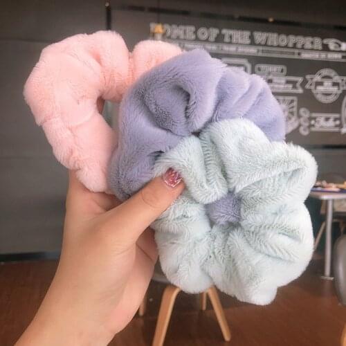 Plush Hair Bands Elastic Winter Warm Soft Hair Ring Rope Solid Color Women Girls Rubber Hair Ring Holder Fashion Plush Scrunchie
