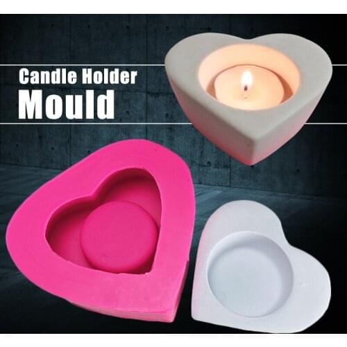 Silicone Flowerpot Mold Heart Shape Cement Pot Diy Candlestick Mold Manual Clay Craft Concrete Candle Holder Mould