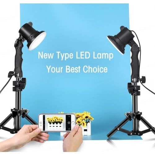 Photography LED Spotlight Lamp Bulb Handle Table Lighting Box With 37CM Light Tripod Stand For Photo Studio Portrait Phone