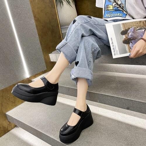 Women Shoes Woman Oxford Marry Janes Shoes Big Size Solid Buckle Platform Lolita Thick Bottom Gothic Womens Pumps Girls Pumps