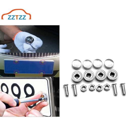 4Pcs/Set Chrome Anti-theft Screws Car License Plate Bolts Frame Screws