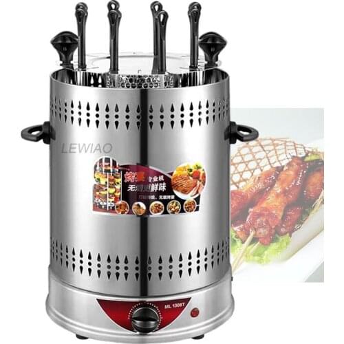 220V Smokeless Automatic Rotary Electric BBQ Grill Oven Barbecue Rotisserie Kebab Roast Rotation Machine 8 Lamb Skewers