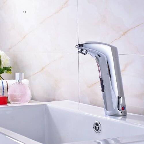 Wholesale And Retail Promotion Tall Bathroom Sensor Faucet Mixer Tap Deck Mount Hot And Cold Water