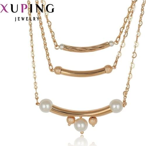 Xuping Fashion Necklace New Design Big Long Necklace Gold Color Plated Necklace Women Chain Jewelry Top Sale 42572