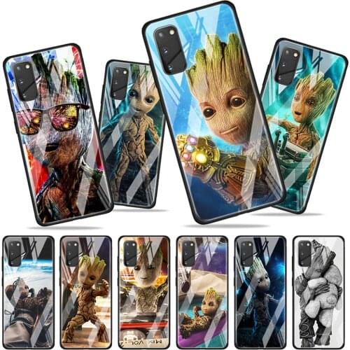 Groot Marvel Avengers for Samsung Galaxy S20 FE Ultra Note 20 S10 Lite S9 S8 Plus Luxury Tempered Glass Phone Case Cover