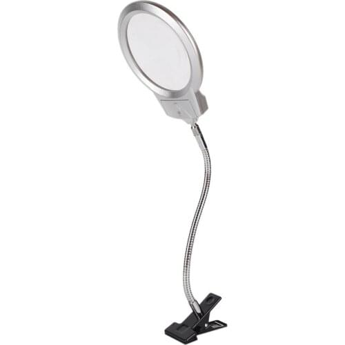 Clip On Desktop Illuminated Magnifier Magnifying Glass Reading Loupe Metal Hose LED Lighted Lamp Top Desk Magnifier With Clamp