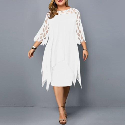 Plus Size Summer Dress Elegant Mesh White Womens Dress 2021 New Casual Birthday Party Dresses Night Club Outfits 4XL 5XL 6XL