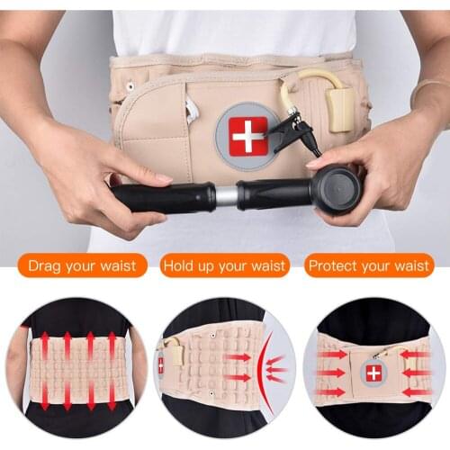 1set Waist Air Traction Brace Belt Spinal Lumbar Support Back Relief Belt Backache Pain Relief Massager Physio Decompression