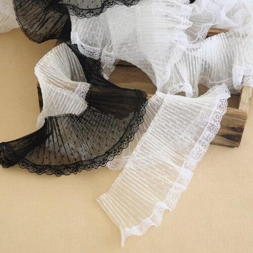 1M Latest Embroidery Lace Fabric Wide 8cm Tulle Lace Trim Ribbon Laces For Dress Sewing Guipure Craft para costura dentelle VG18