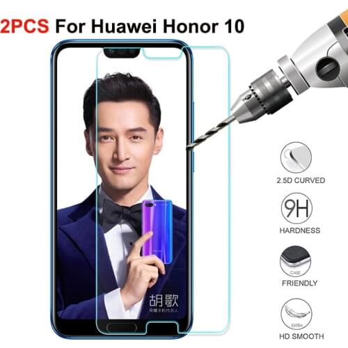 2PCS Tempered Glass for Huawei honor 10 on Screen Protector Phone Film on Glass Tempered for Huawei honor 10 Glass