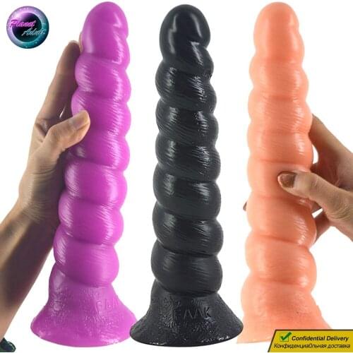 Conch Spiral Anal Plug PVC Dildo Masturbator Artificial Penis Fake Dick Pussy Prostate Masturbation Sex Toys for Women Gay Men