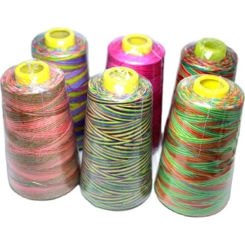 3000 yards Colorful rainbow line 40s/2 high speed polyester sewing thread type manual thread Clothing accessories