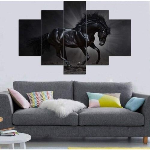 5 Panels Framed Sunset horses Painting Canvas Wall Art Picture Home Decoration Living Room Canvas Print Modern Painting