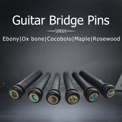 6pcs/Set Guitar Bridge Pins 100% Ebony/Bovine Bone/Rosewood/Cocopolo Shell Folk Acoustic Guitar Accessories