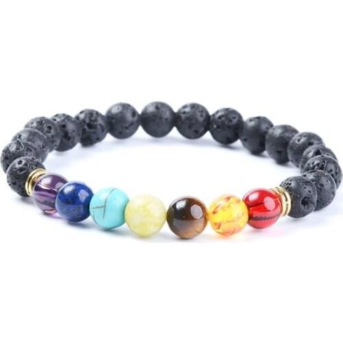 8mm ugh4 mulitcolor rainbow agate lapis lazuli Onyx Macrame Braided black volcanic lava Bracelet Reiki Buddha Prayer Yoga