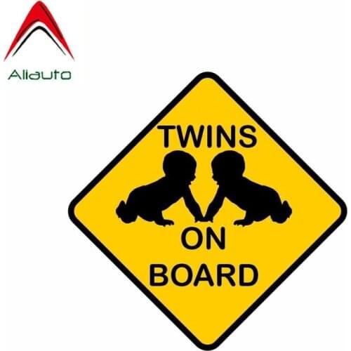 Aliauto Twins on Board Car Sticker Lovely Baby Accessories Warning Decal PVC Waterproof for Motorcycle Honda Toyota VW,13cm*13cm