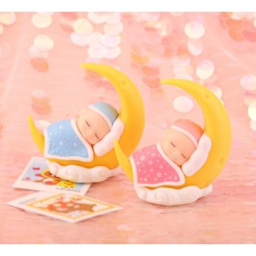 Moon Baby Cake Decoration Figurine DIY Sleeping Baby Moon Plug-in Children Birthday Party Decorations Dolls Micro-View Ornaments