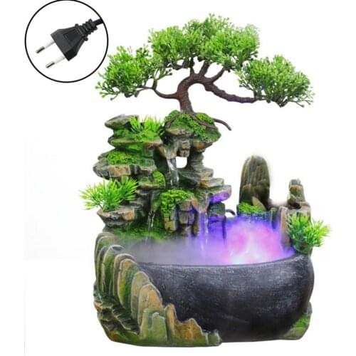 Rockery Tree Decor Simulation Resin Feng Shui Humidifier Decoration Creative Office Home Decor Craft Waterfall Fountain Ornament