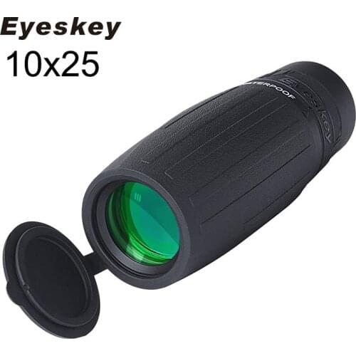 Eyeskey 10x25 Waterproof Monocular Compact and Portable for Camping Handheld Non-slip Telescope with Bak4 Prism Optics