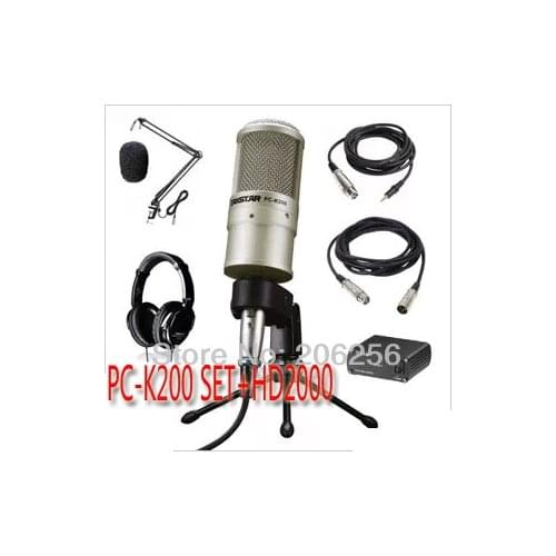 Studio Recording set Takstar PC-K200 Microphones+HD2000 DJ Monitor Headphone free Phantom Power cantilever support
