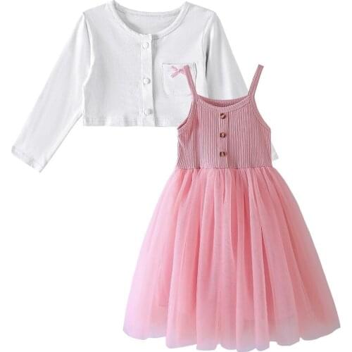 LZH Girls Clothing Sets 2021 New Autumn Winter Kids Baby Girls Clothes Cardigan+Tutu Dress 2pcs Outfit Suit Children Clothing