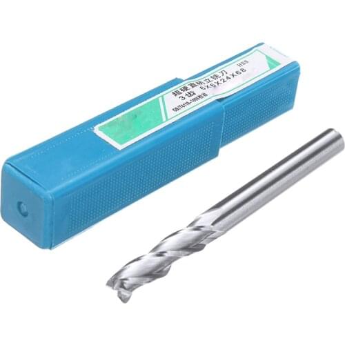 1pc 3 Flutes HSS End Mill 68 Length 6mm Shank CNC Woodworking Milling Cutter with Wear Resistance