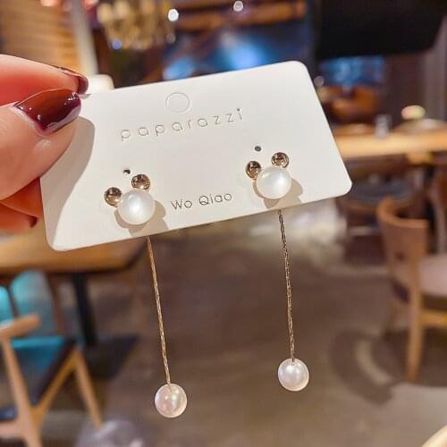 Long Pearl Cute Earrings Dangle With Cartoon Mouse Wedding Anime Jewelry For Women 2021 Fashion Charm Accessories Wholesale